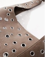 studded shoulder tote bag in washed grey