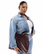 medium faux leather shopper in deep burgundy