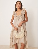 straw hand crochet scoop shoulder bag in natural with crystal detail