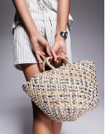 straw basket bag with crossbody strap in gold metallic