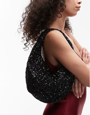 sequin grab bag in black
