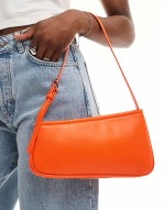 asymmetric buckle shoulder bag in orange
