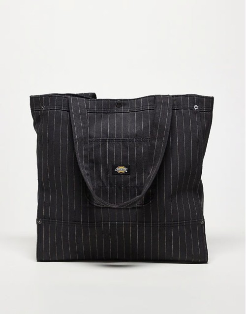 striped tote bag in black