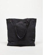 striped tote bag in black